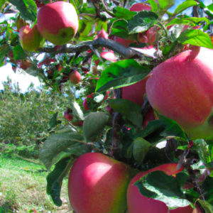 Яблоки сорта Хани Крисп на дереве
